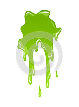 Green slime. Goo blob splashes, toxic dripping mucus. Slimy splodge and drops, liquid borders. Cartoon isolated vector