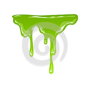 Green slime. Goo blob splashes, toxic dripping mucus. Slimy splodge and drops, liquid borders. Cartoon isolated vector photo