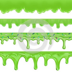 Green slime. Halloween seamless pattern. 3d vector set