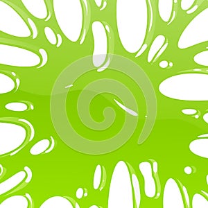 Green slime. Toxic dirty mucus realistic. Bright glossy liquid, spot of poison dribble silhouette, abstract blot square