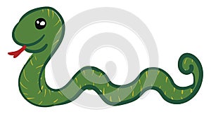 Green slithering snake vector or color illustration