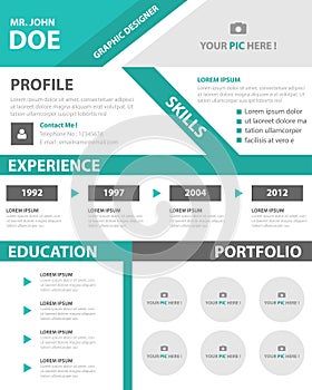 Green Smart creative resume business profile CV vitae template layout flat design for job application advertising