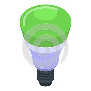 Green smartbulb icon isometric vector. Smart lightbulb