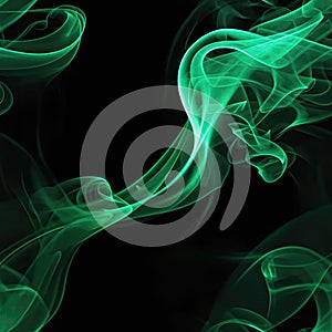 Green Smoke On Black Background. Seamless Background. Generative AI