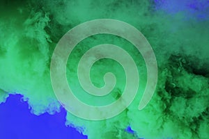 Green smoke on Blue background