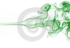 Green smoke motion abstract on white background