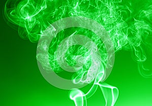 Green smoke texture on a black background