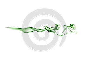 Green smoke wave isolated on white.