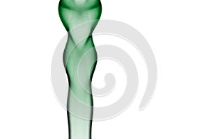 Green smoke on a white background, abstract smoke swirls