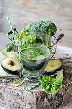 Green smoothie with avocado and broccoli