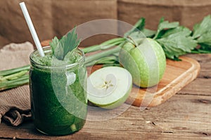 Green smoothie with celery and apple