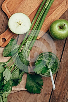 Green smoothie with celery and apple