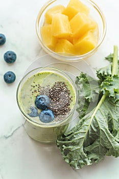 Green smoothie with kale and chia