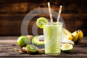 Green smoothie kiwi banana and avocado