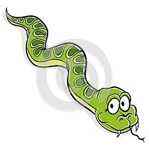Green snake crawling.