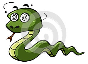 Green snake with dizzy eyes