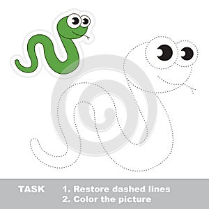 Green Snake to be traced. Vector trace game.