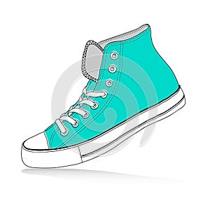 Green sneakers - shoes for youth, vector