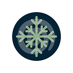 Green Snowflake Circle Holiday Label Icon