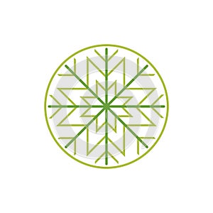 Green Snowflake Leaf Circle Star Lint Art Style