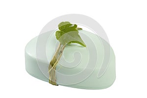 Green soap with leaf