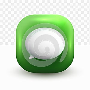 green social chat icon 3d chat bubbles on white tranparent background