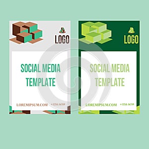 Green Social Media Banner Template Collection, logo sign