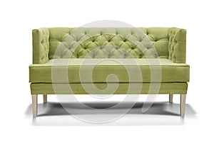 Green sofa isolated on white background