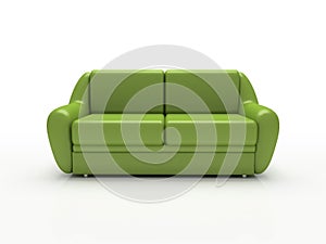 Green sofa on white background insulated