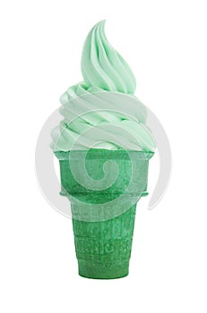Green Soft Serve Ice Cream Frozen Yogurt