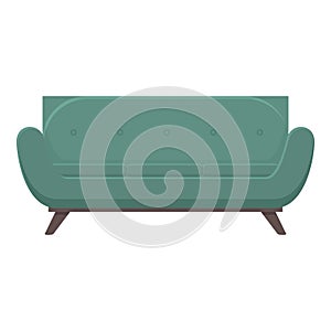 Green soft sofa icon cartoon vector. Soiled clean room