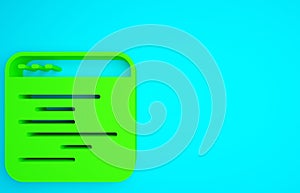 Green Software, web developer programming code icon isolated on blue background. Javascript computer script random parts