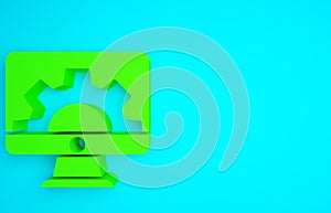 Green Software, web development, programming concept icon isolated on blue background. Programming language and program