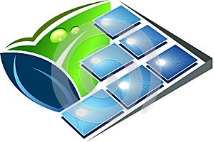 Green solar energy logo