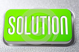 Green Solution Button On A Keyboard, Problem Solving Concept