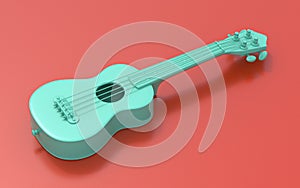 Green soprano ukulele 3D