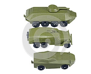 Green soviet tanks toy isolated on white