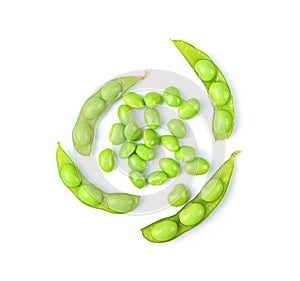 Green soy bean on white background