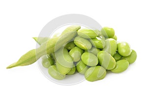 green soy beans, japanese beans on white background