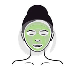 Green spa face mask icon.