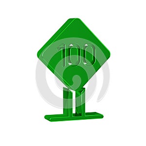 Green Speed limit traffic sign 100 km icon isolated on transparent background.