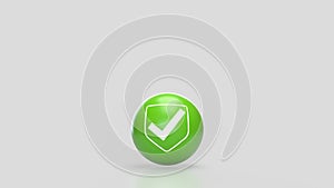 The Green sphere and icon on white background 3d Rendering