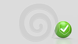 The Green sphere and icon on white background 3d Rendering