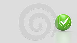 The Green sphere and icon on white background 3d Rendering