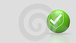 The Green sphere and icon on white background 3d Rendering