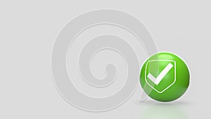 The Green sphere and icon on white background 3d Rendering