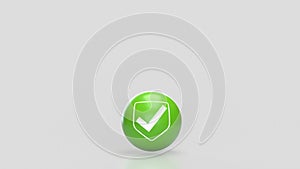 The Green sphere and icon on white background 3d Rendering
