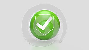 The Green sphere and icon on white background 3d Rendering