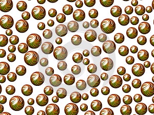 Green spheres on white background