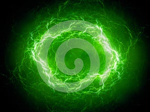 Green spherical high energy plasma lightning in space